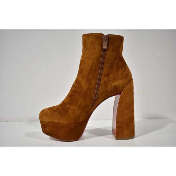 Christian Louboutin Movida Booty 130 Brown Foxy Platform Block Heel Boot 36.5 - Picture 6 of 12